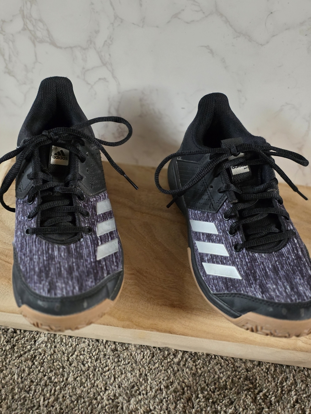 Adidas Black & Gray Athletic Sneakers with Gum Sole